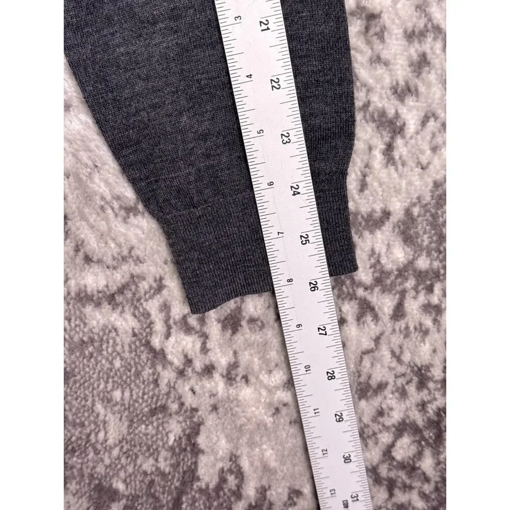 Reiss 1/4 Zip Sweater Large Mens Gray Merino Wool Long Sleeve Pullover